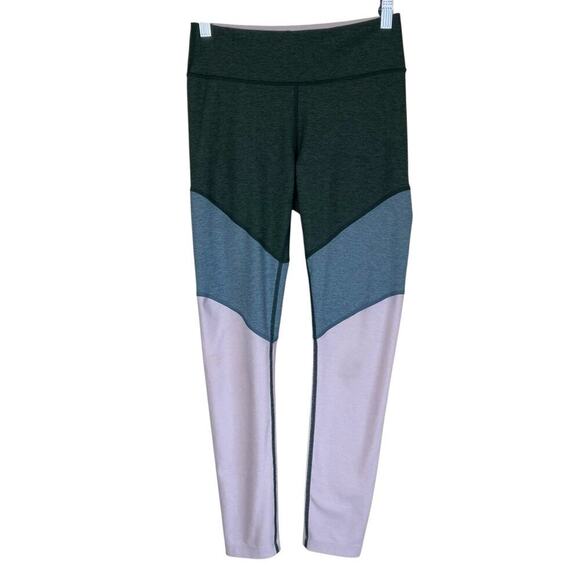 Outdoor Voices Tri Toned 7/8 Spring Leggings Green Teal Cream Activewear Running - Picture 3 of 15